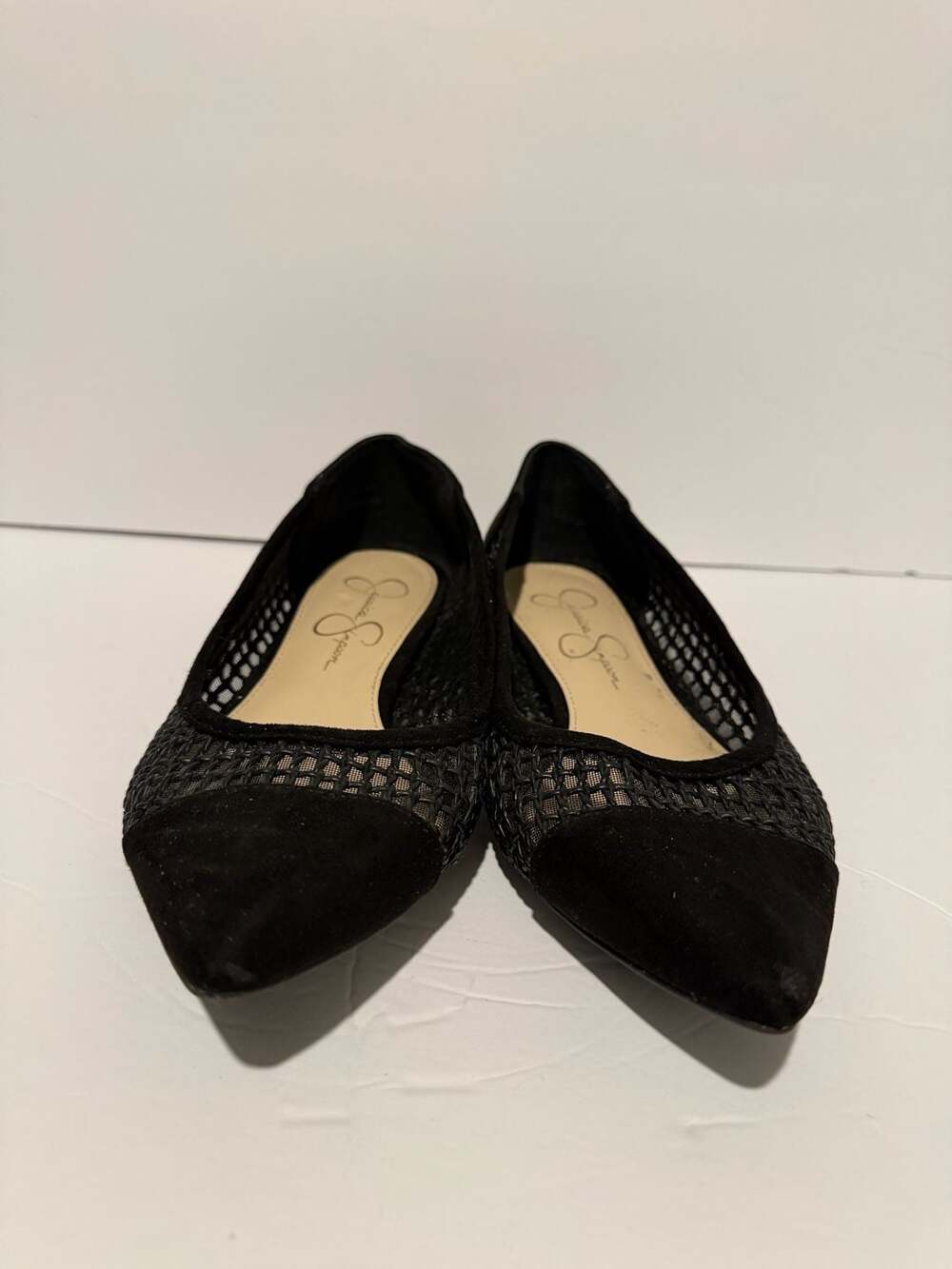 Jessica Simpson Mandayss Black Mesh Suede Pointed Toe Flats - Picture 5 of 6